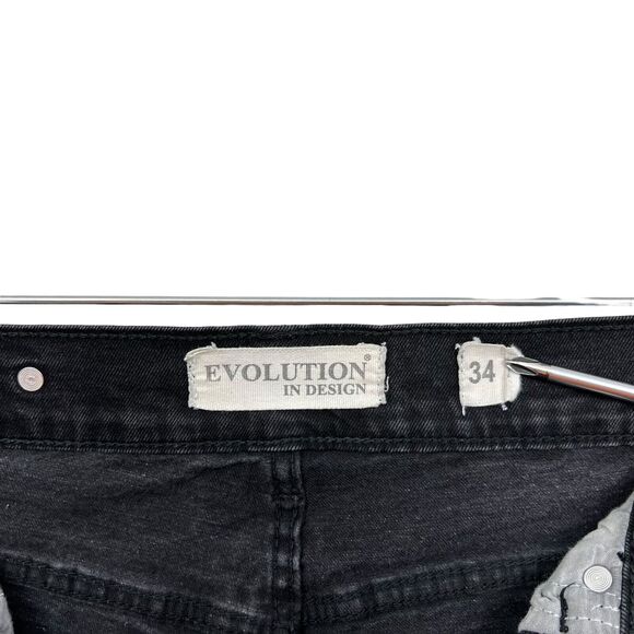 Evolution In Design Mens Jeans Stretch Distressed Raw Graffiti‎ Black Size 34 - Picture 4 of 7
